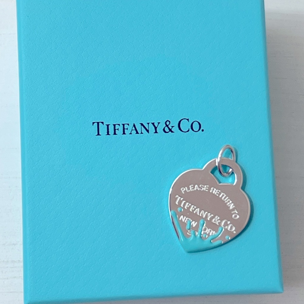 Tiffany&Co. Large Blue Splash Heart Tag charm-NEW!